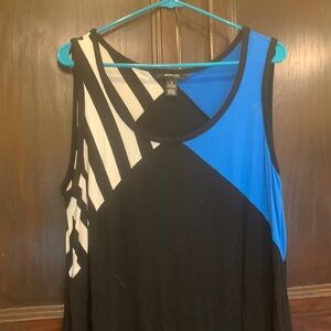 *3/$20* Style & Co graphic blue black white maxi dress 1x